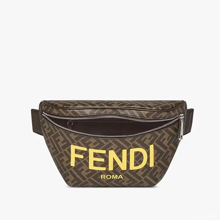 Cheap HOT Bag FF Fendi Brown Logo ROMA Belt In Fabric Motif 0427